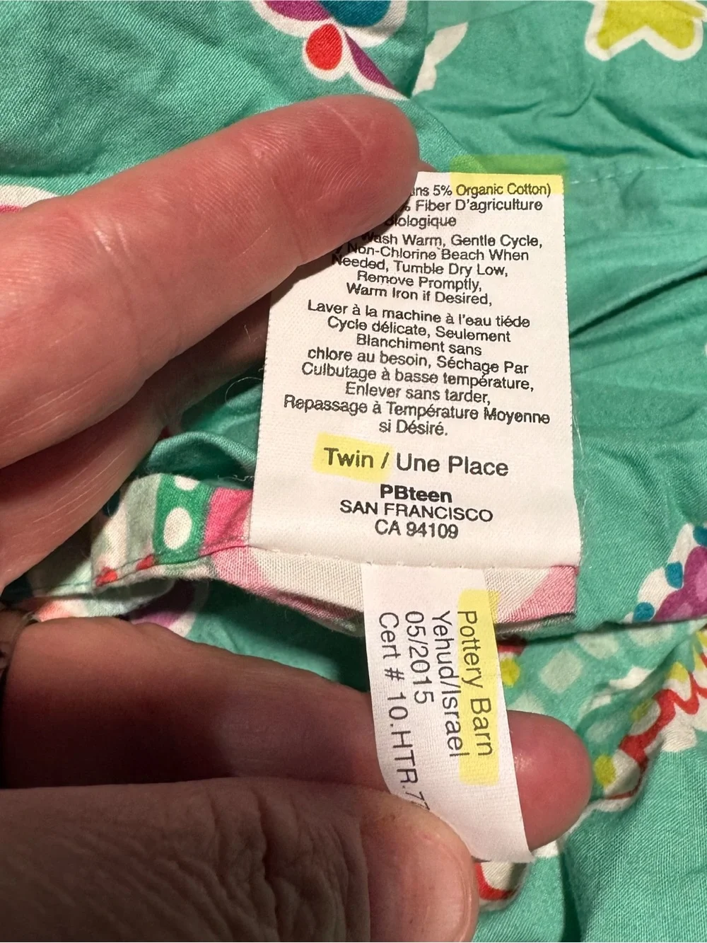 Pottery Barn Teen Teal Floral Peace Sign Duvet Cover Twin Size PB